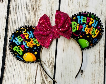 Happy Birthday Mouse Ears, Birthday Ears, Mickey Ears, Minnie Ears
