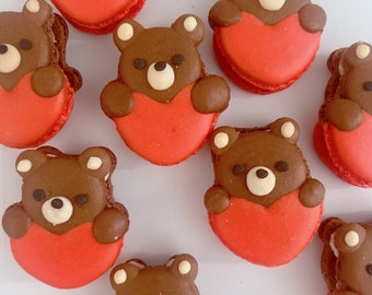 Teddy Bear Heart French Macarons: Valentine's Day Treats