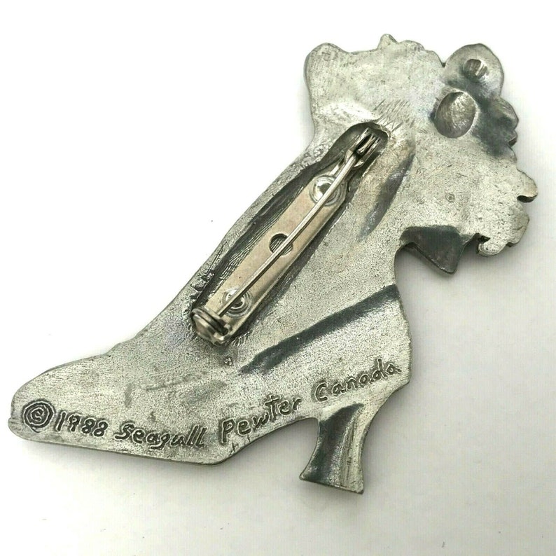 Pewter Victorian Shoe Pin Brooch Vintage 1988 Signed Seagull Etsy