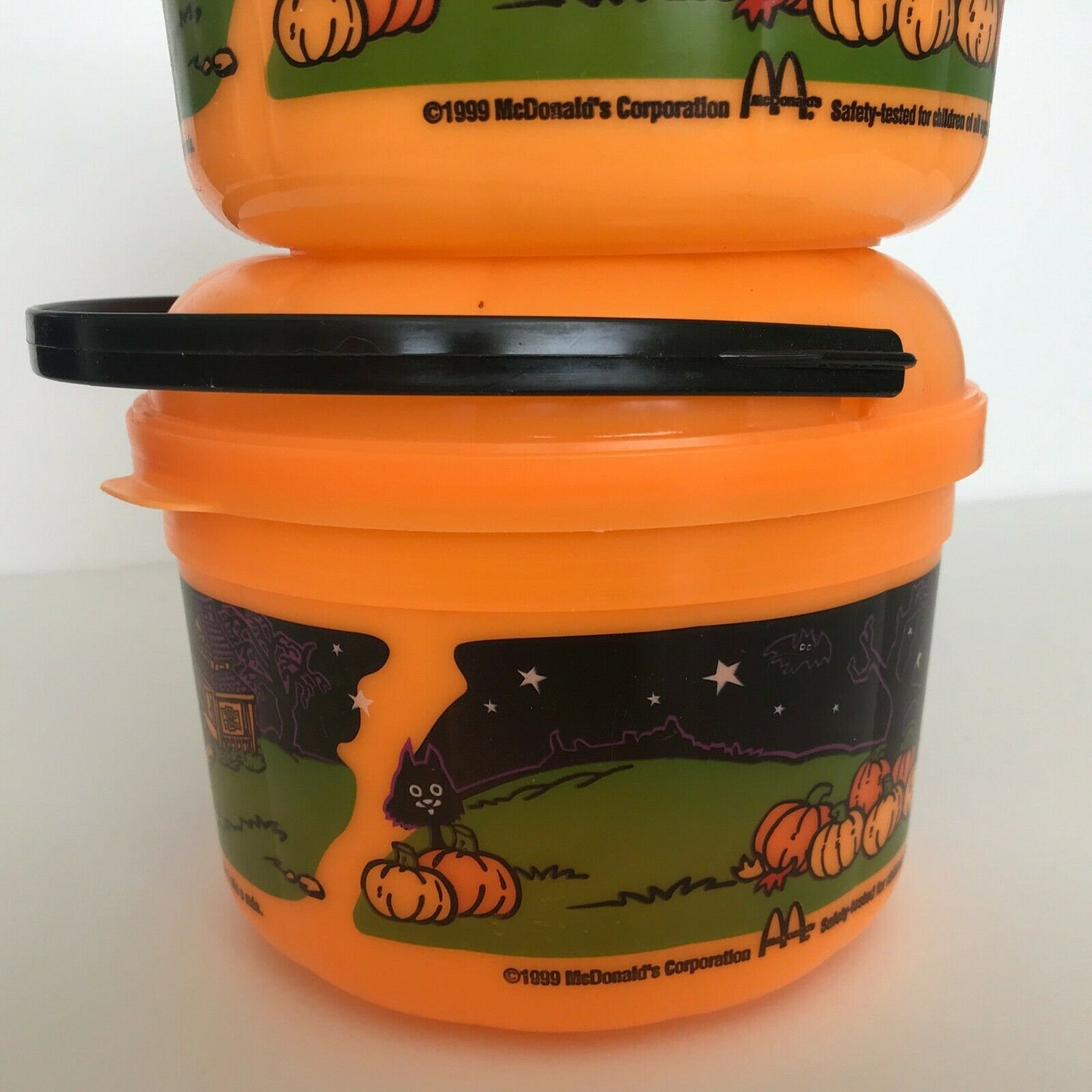 McDonalds 1999 Halloween Pumpkin Pail Lot of 2 Vintage Happy Etsy