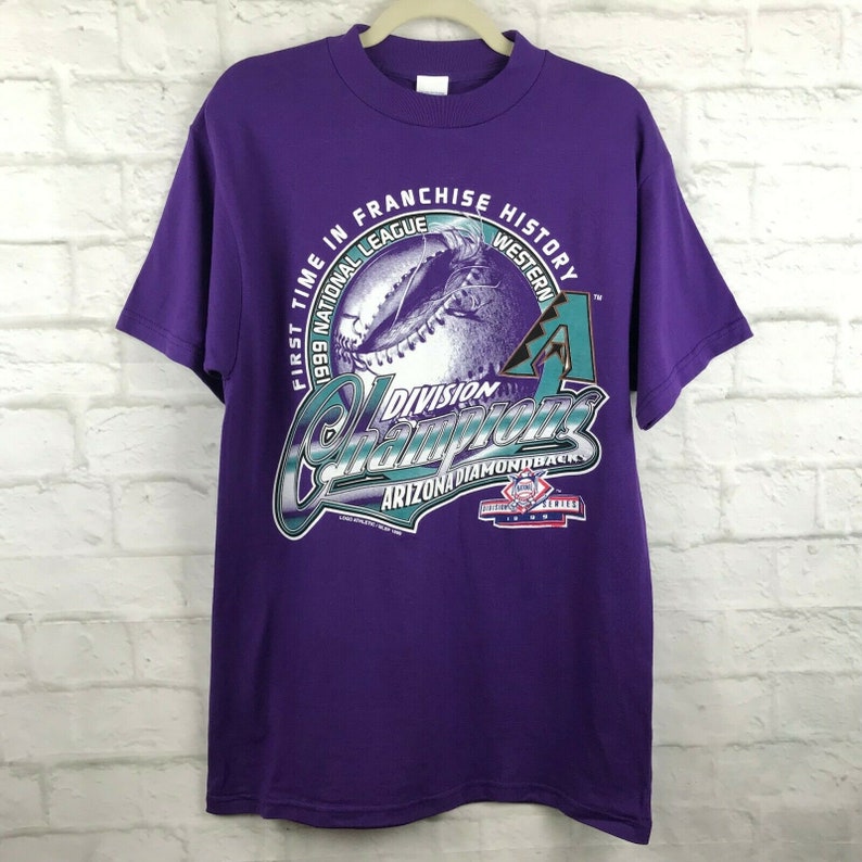 Arizona Diamondbacks Vintage 90s Baseball Purple Graphic T Shirt Mens Medium 1999 Division Champions Deadstock New With Tag