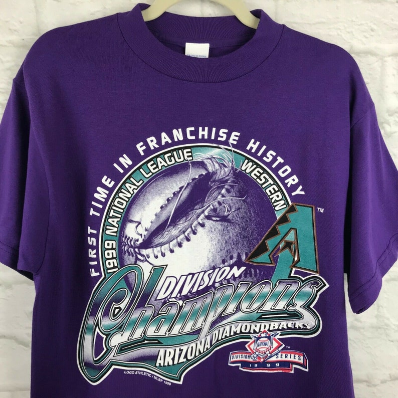 Arizona Diamondbacks Vintage 90s Baseball Purple Graphic T Shirt Mens Medium 1999 Division Champions Deadstock New With Tag