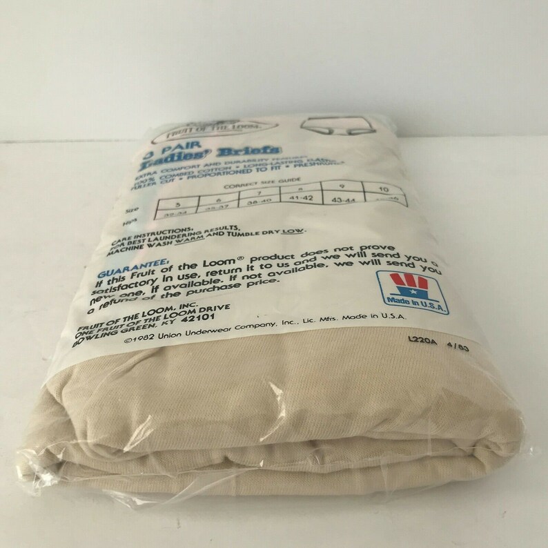 Underwear Fruit Of The Loom Ladies Cotton Briefs Size 10 Vintage 80s 3 Pack Lot of 2 New 1982 White and Multi-Color Panties