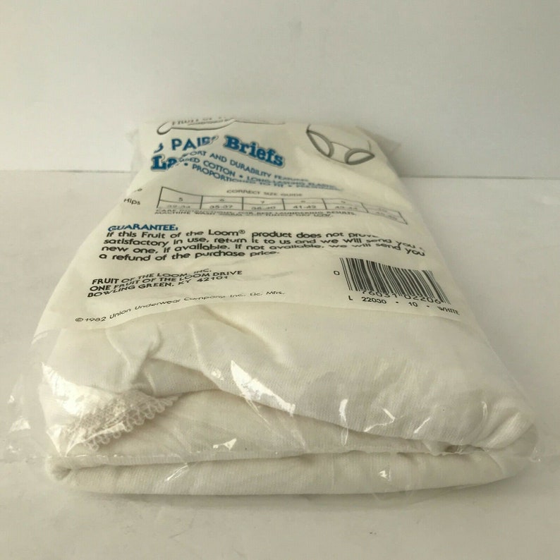 Underwear Fruit Of The Loom Ladies Cotton Briefs Size 10 Vintage 80s 3 Pack Lot of 2 New 1982 White and Multi-Color Panties