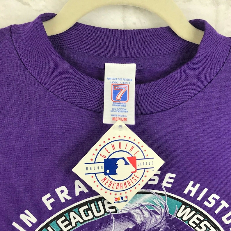 Arizona Diamondbacks Vintage 90s Baseball Purple Graphic T Shirt Mens Medium 1999 Division Champions Deadstock New With Tag