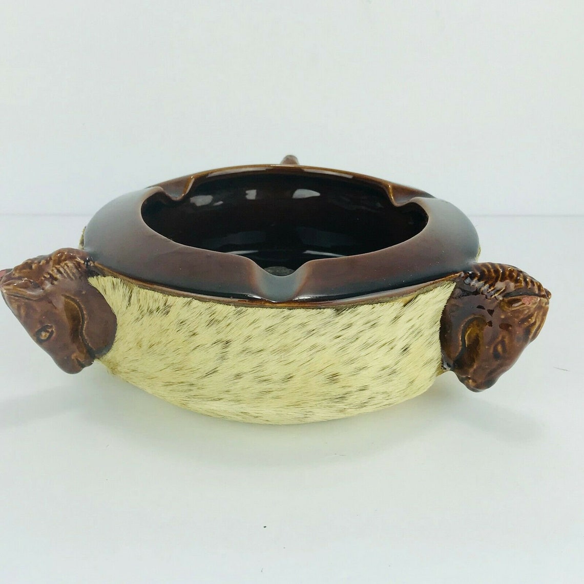 3 Horse Head Vintage Ashtray Hair Equestrian Cigarette Ceramic Etsy