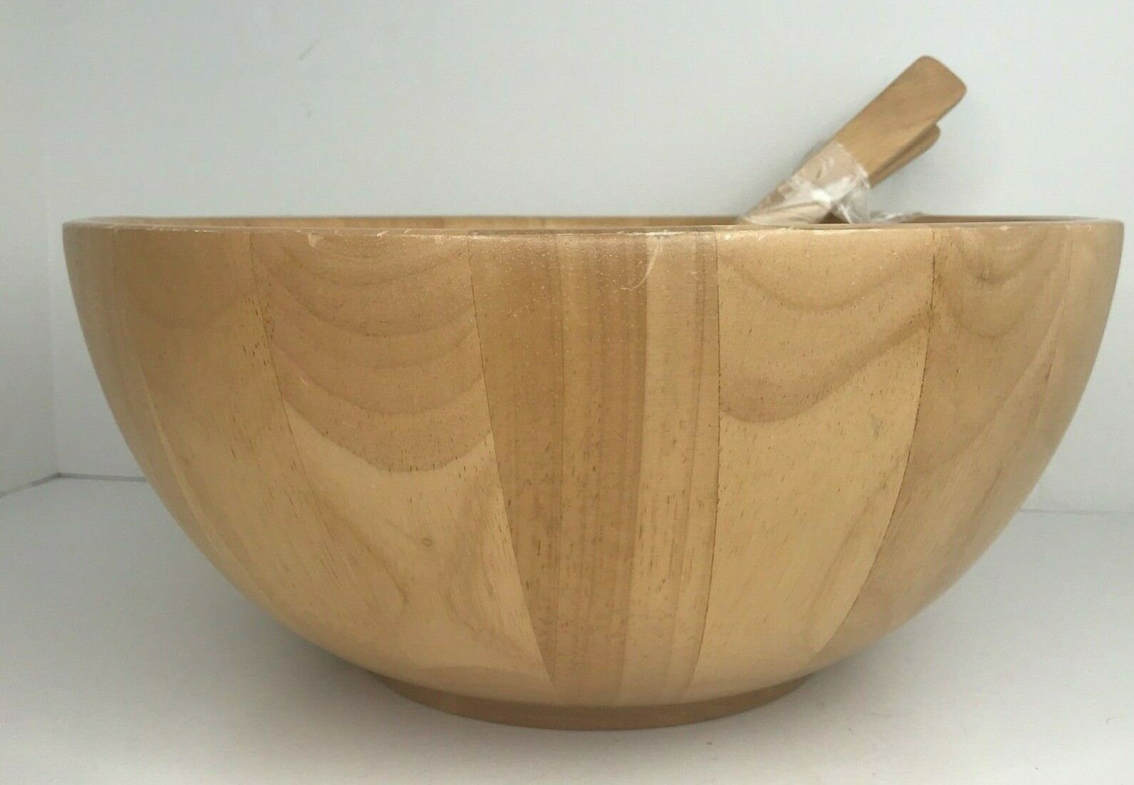 Pomerantz Large Wooden Salad Bowl Vintage Serving Set Servers Etsy