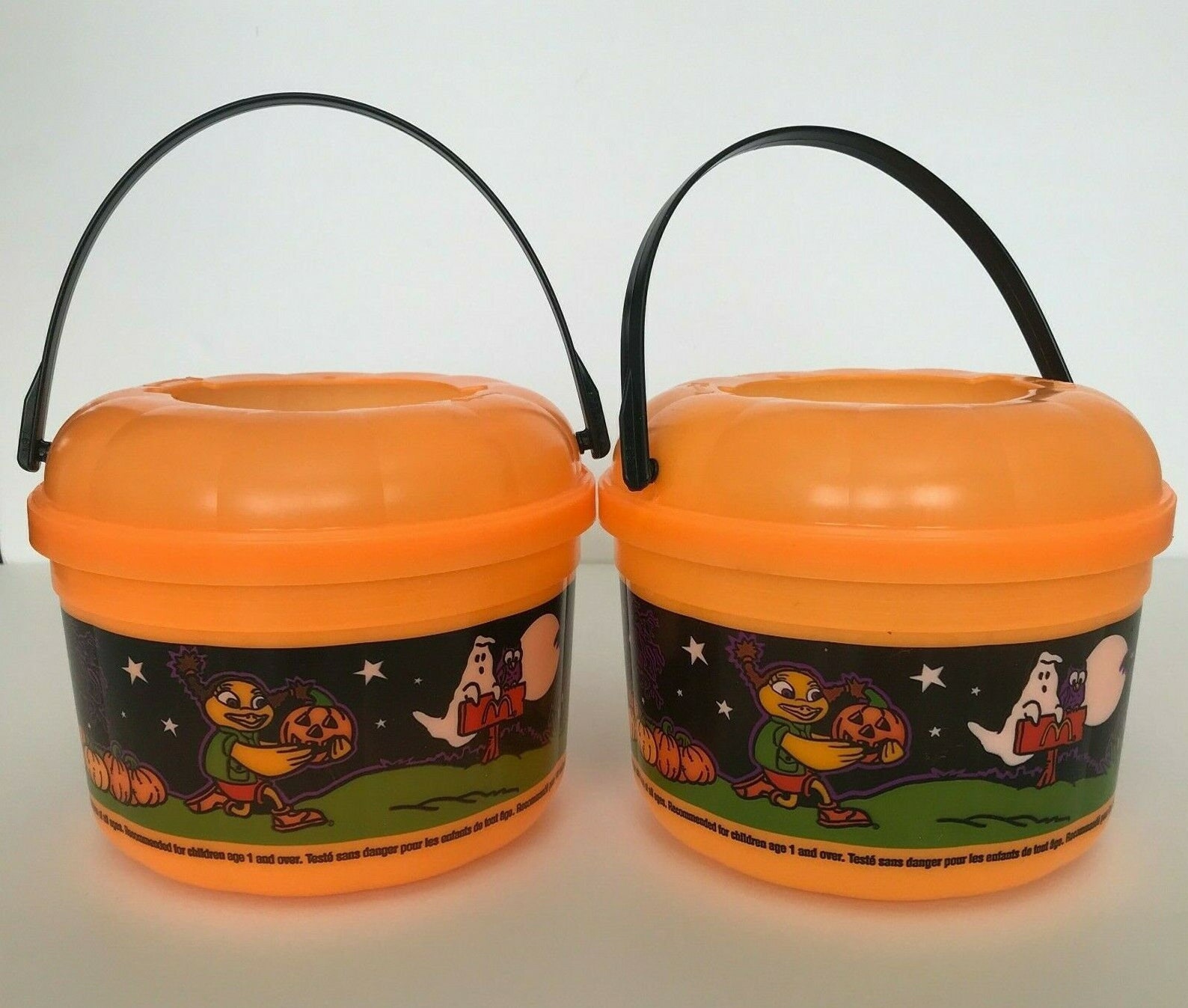 McDonalds 1999 Halloween Pumpkin Pail Lot of 2 Vintage Happy Etsy