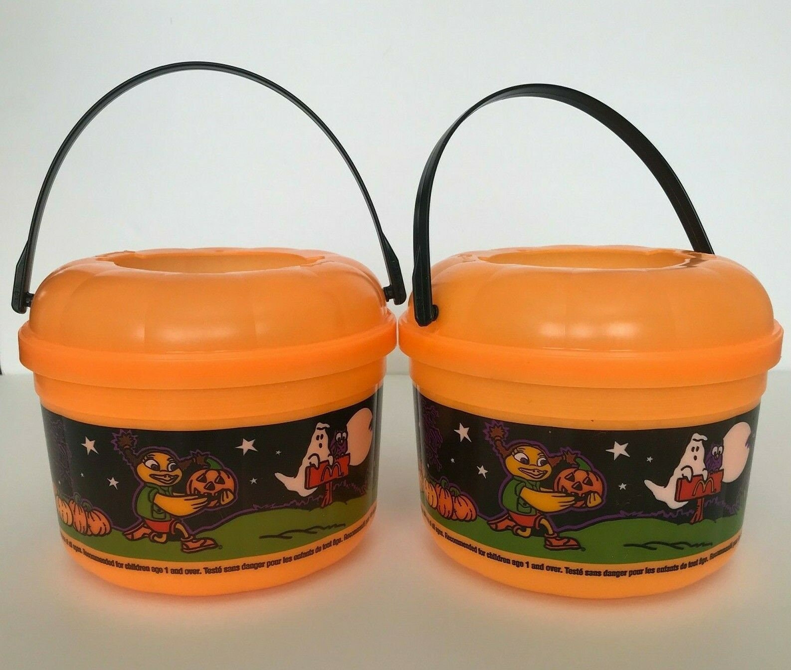 McDonalds 1999 Halloween Pumpkin Pail Lot of 2 Vintage Happy Etsy