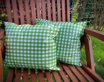 Outdoor cushion, garden cushion, weatherproof cushion, garden decorative cushion, wax stucco cushion, outdoor cushion oilcloth, cushion for outside, green checkered