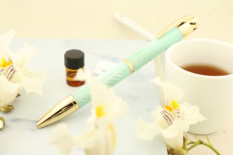 Essential Oil Aromatherapy Diffuser Pen Gold Handmade sea foam Etsy
