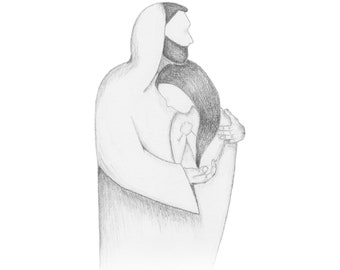 Digital Downloadable Print of Christian Jesus Artwork with Suffering Woman