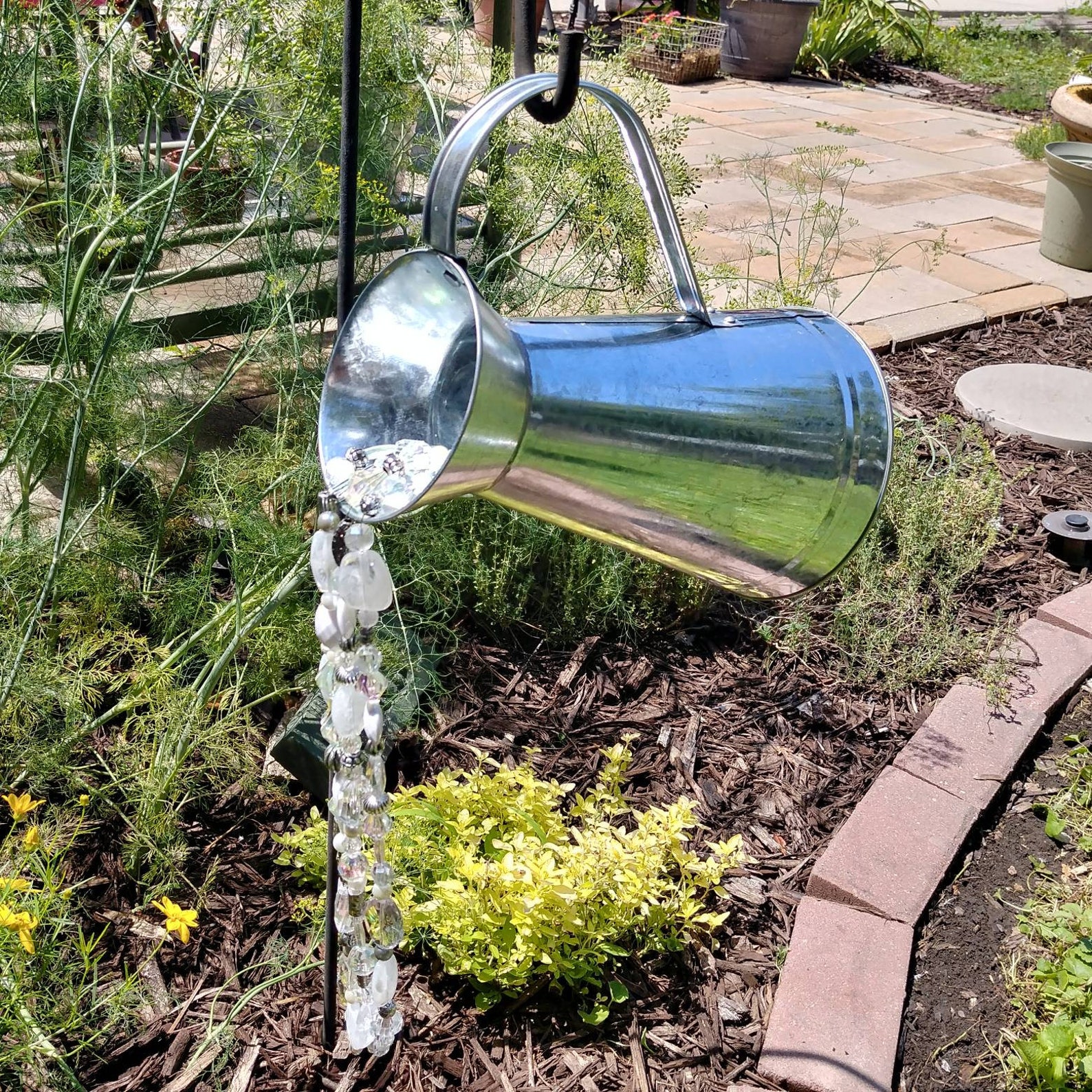 Crystal Pouring Watering Can Large Metal Pitcher Garden Art Etsy