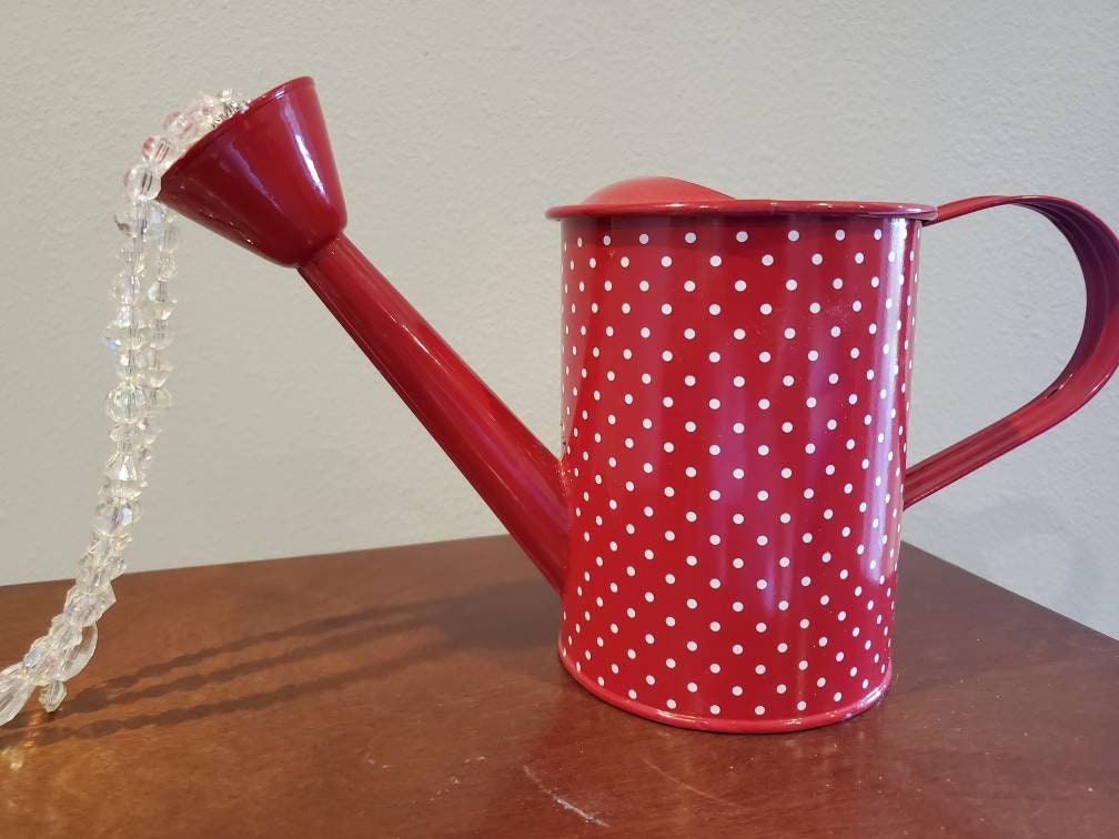 Whimsical Crystal Pouring Watering Can Polka Dot Metal Etsy