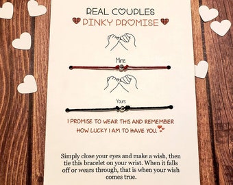 MANVEN Couples Bracelet Pinky Promise Boyfriend Girlfriend His and Hers Jewelry Best Friend Long Distance Relationship Matching Bracelets Set of 2