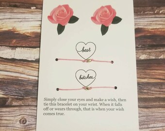 Best friend gift, BFF , wish bracelet, best friend card, best friend bracelet, matching bracelets, friendship gift , bridesmaids gifts