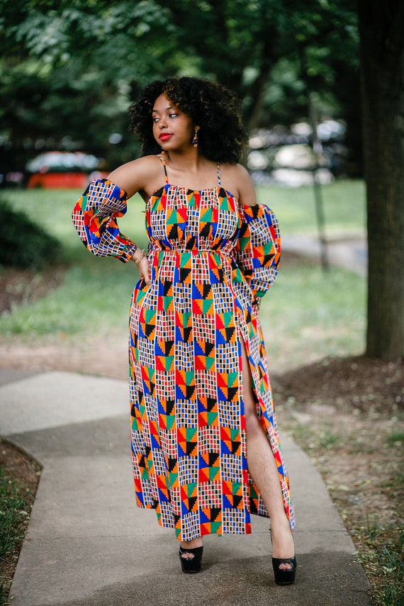 African Print Kente Maxi Dress