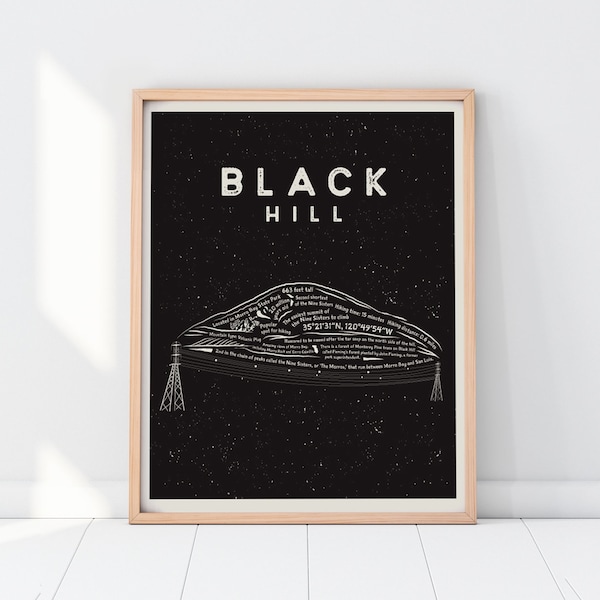 Black Hill Art Print | Morro Bay Wall Art | SLO Hiking Trails Art Print | Cal Poly Grad Gift | Central Coast of California Home Decor