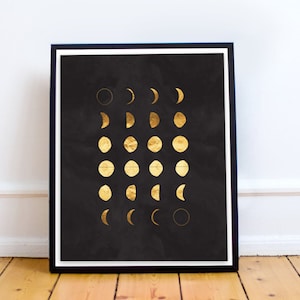 Moon Phases | Gold Moon Shapes | Art Print