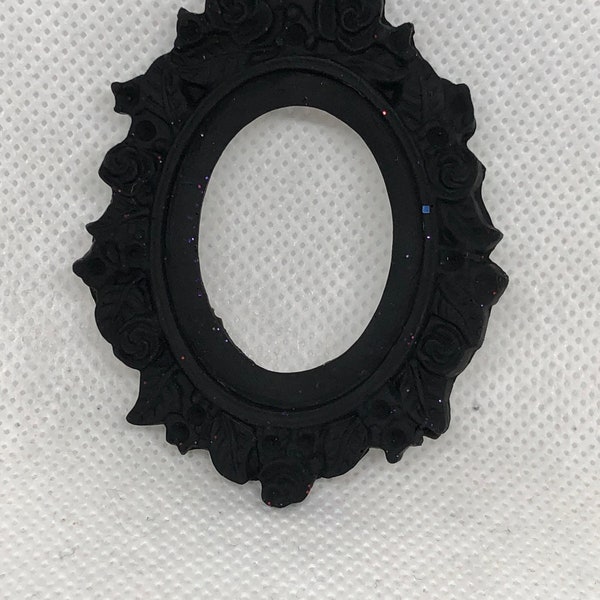 Black, Gothic, Vintage, Oval Pendant Blank