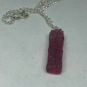 Pink Wired Wrapped Glitter Crystal Necklace