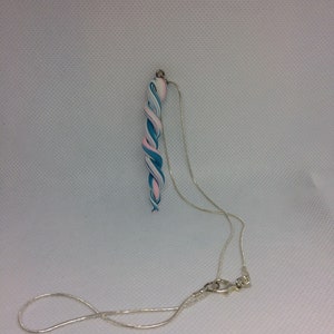 Unicorn, horn charm necklace - pink, white, and blue - transgender colors horn