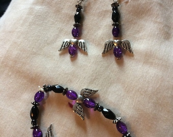Angel wings necklace and earrings