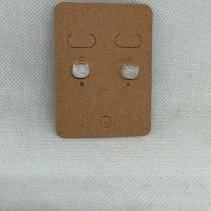 White Cat Head Stud Earrings