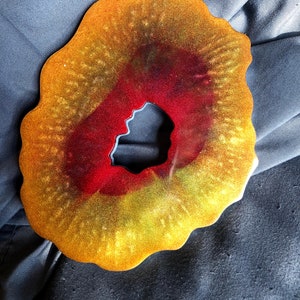 Resin Geode Coasters, Red, Gold and White