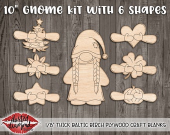 10"  Blank Interchangeable Girl Gnome DIY Kit - Seasonal Gnome DIY Decor Blanks - Laser Wood Cutouts/Shapes