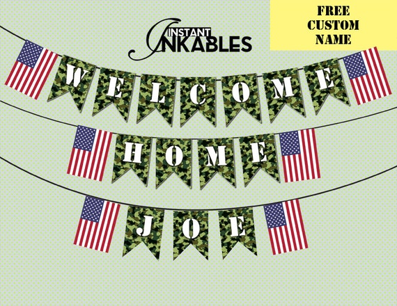 Custom Message Camoflauge Bunting Banner Free Custom Name Etsy