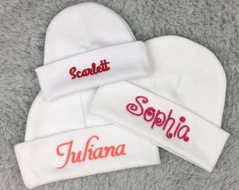 Baby girl hat personalized - micro preemie hat, preemie hat, newborn hat - baby shower gift, newborn photography, preemie clothes, NICU gift