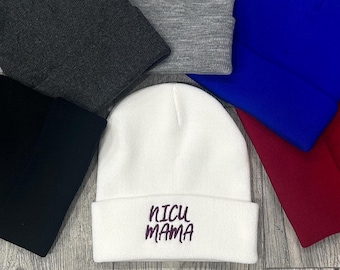 NICU Mama Embroidered Knit Beanie - Women's Winter Hat