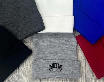 Custom Embroidered Mom Beanie - Women's Knit Winter Hat