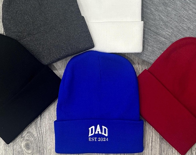 Custom dad embroidered winter hat - knit hat for dad men's winter beanie embroidered daddy winter hat for man gift for father
