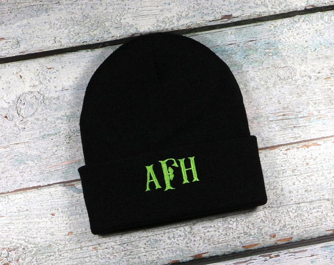 Monogrammed winter hat - adult size beanie for men or women