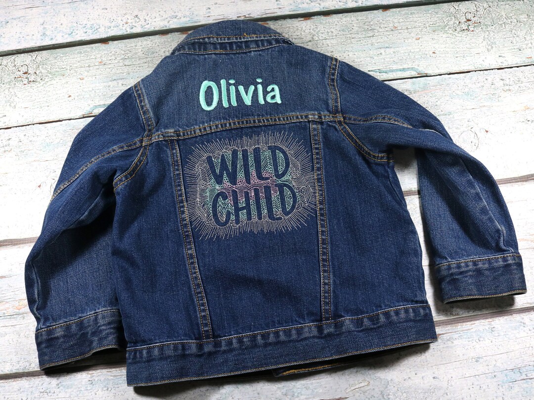 Personalized Kids Denim Jacket With Embroidered Design Wild - Etsy
