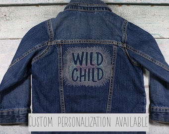 Embroidered Kids Denim Jacket: Wild Child - Personalized Jean Jacket