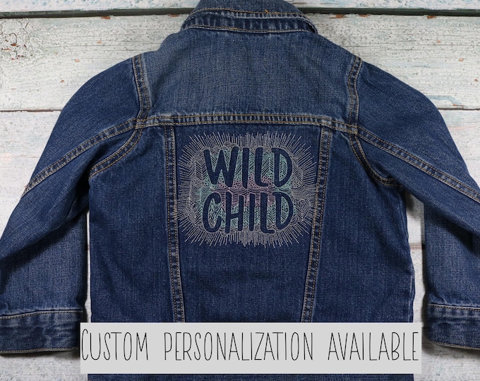 Embroidered Kids Denim Jacket: Wild Child - Personalized Jean Jacket