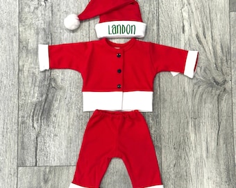 Personalized baby Santa suit - baby Christmas outfit with baby Santa hat, preemie Christmas Santa suit newborn Christmas photo prop