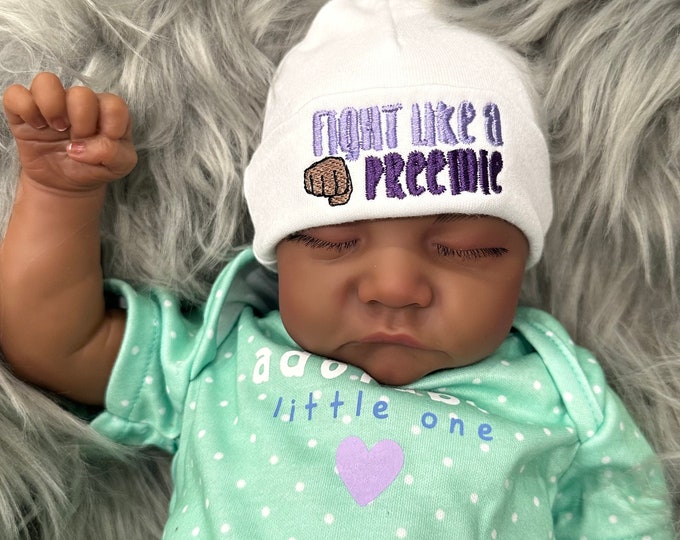 Preemie beanie - Fight like a preemie - NICU baby hat - preemie hat - preemie fighter cap - baby hospital cap