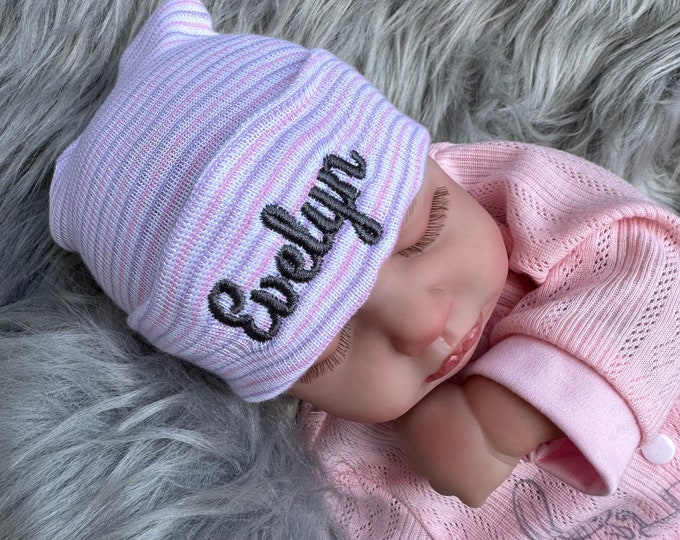 Baby hospital hat - personalized newborn beanie - personalized preemie hat