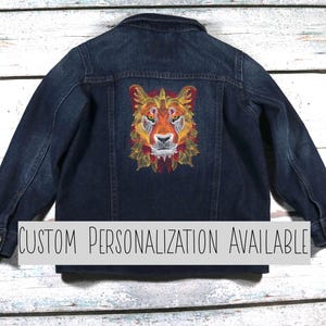 Embroidered Lion Denim Jacket: Toddler Jean Jacket With Optional Personalization