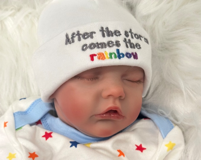 Rainbow baby hat - rainbow after the storm