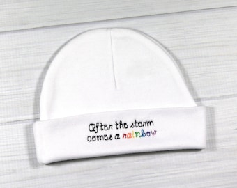 Rainbow baby hat - rainbow after the storm