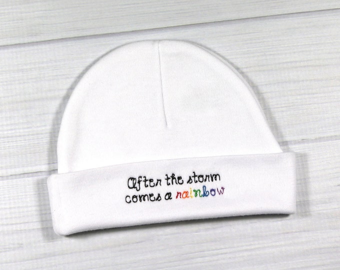 Rainbow baby hat - rainbow after the storm
