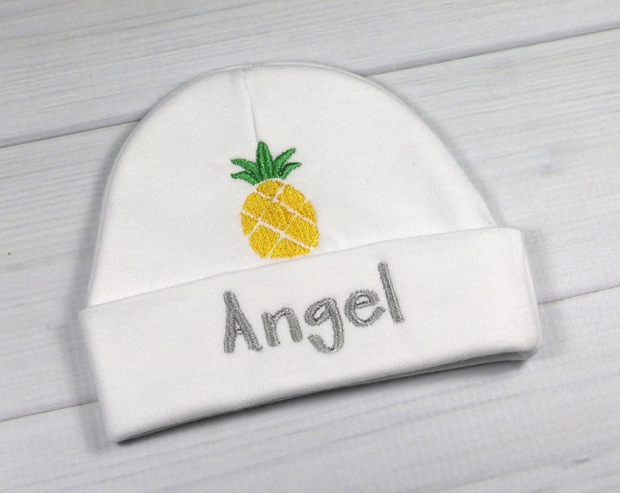 Personalized baby hat with pineapple - micro preemie / preemie / newborn / 0-3 months / 3-6 months / 6-12 months