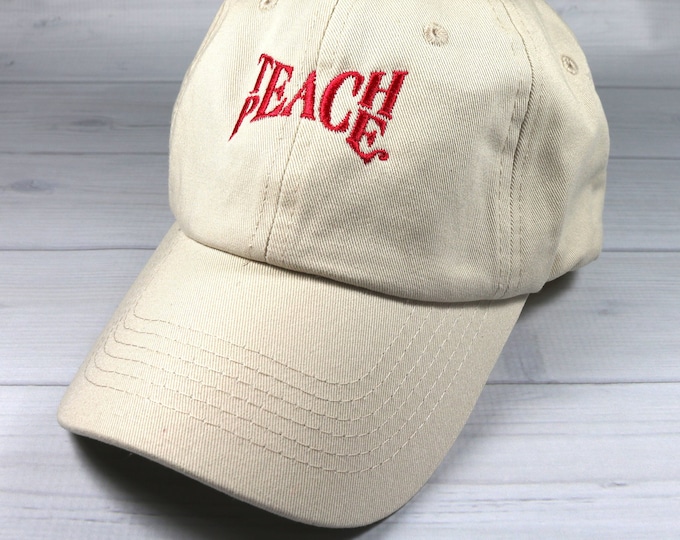 Teach Peace baseball cap - embroidered baseball hat, embroidered adjustable baseball cap, gift for teacher