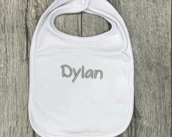 Personalized baby bib - embroidered custom infant bib with baby name monogram
