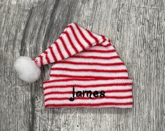 Personalized baby Santa's helper hat - micro preemie / preemie / newborn Christmas hat for baby